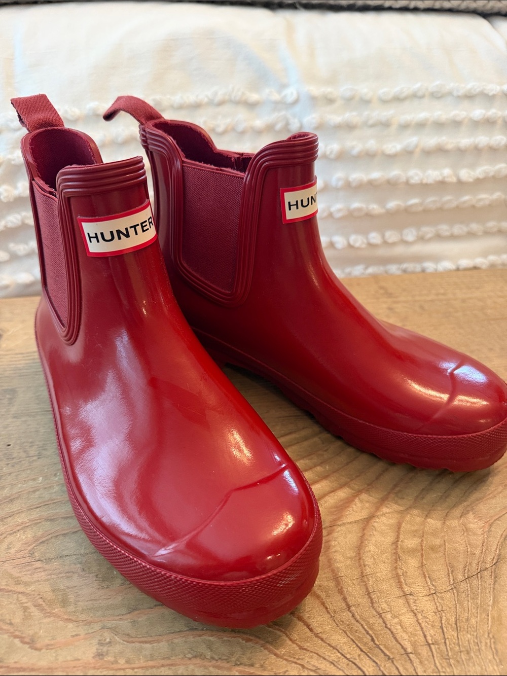 Hunter Bright Red Chelsea Rain Boots